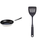 Amazon Basics Stainless Steel Induction Non Stick Frying Pan - with Soft Touch Handle, PFOA&BPA Free - 20 cm & MasterClass MCSGNWNT Fish Slice/Slotted Turner with Soft Grip Handle, Black, 35.5 cm