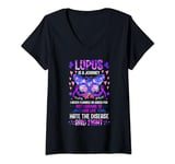 Womens Lupus Awareness Warrior Love Life Hate Lupus V-Neck T-Shirt