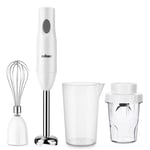 Multi-Purpose Hand Blender Smart Immersion 4 in 1 Stainless Steel Stick Blender, Beaker, Chopper/Grinder Cup, Egg Beater for Coffee Milk Foam, Puree Baby Food, Smoothies, Meat