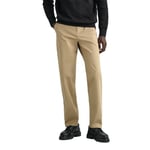 GANT Men's Regular Twill Chinos Dress Pants, Dark Khaki, 33W / 32L