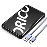 ORICO Boitier Disque Dur 2.5, 6Gbps USB C 3.1 Gen 1 Boitier Externe Disque pour SATA HDD et SSD de 2,5'' et 7/9.5 mm jusqu'à 8 to, accélération UASP, sans Outils(Noir)