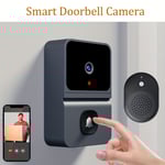 Noir Sonnette WiFi Intelligente avec Caméra Sécurité Sans Fil, Audio Bidirectionnel, Vision Nocturne, Rechargeable, Compacte, Facile à Installer, Compatible 2.4G, Surveillance Domestique