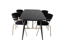 Venture Design Black Veneer & Arrow matgrupp Svart/svart 4 st stolar & bord Svart x x cm