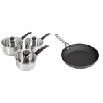 Morphy Richards 970003 Equip 3-Piece Pan Set, Stainless Steel & Ninja ZEROSTICK Cookware 20cm Frying Pan, Long Lasting, Non-Stick Hard Anodised Aluminium