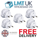 5-Pack UK to EU Travel Adapter 2 Pin to 3 Pin Plug Converter for Europe Holiday