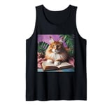 Maine Coon Cat Reading Book Tank Top