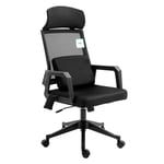 Cherry Tree Furniture Beni Plus Mesh Fabric Swivel Office Chair with Vibrating Massage Lumbar Cushion (Black)