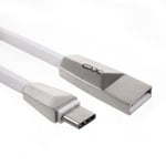 X0 Platt 1m USB-C laddningskabel (Färg:: Vit)