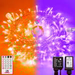 Varmvit julbelysning inomhus, 33ft 100 LED julslinga Orange & Purple