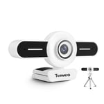 Tenveo Webcam with Ring light,1080p Webcam with microphone For Streaming Video Chat Laptop Conference Games Skype YouTube OBS(T1 White)
