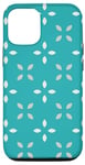 Coque pour iPhone 12/12 Pro Turquoise Leaves Floral Snowflakes Symmetry Minimal Pattern
