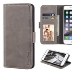 Ulefone Armor 9 Case, Leather Wallet Case with Cash & Card Slots Soft TPU Back Cover Magnet Flip Case for Ulefone Armor 9E (Grey)