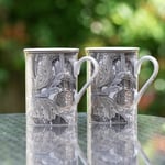 Set of 6 Dark Floral Coffee Mugs 260ml William Morris Acanthus Fine China Cups
