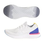 Nike WMNS Epic React Flyknit, Chaussures de Running Compétition Femme, Multicolore (White/White-Racer Blue-Pink Blast 101), 36.5 EU