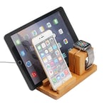 3 in1 Bamboo Charging Holder Display Stand for Apple Watch 38mm & 42mm / iPhone 6 & 6 Plus/iPhone 5 & 5S & 5C / iPad
