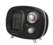 Russell Hobbs RHRETPTC2001B 1.5KW Retro Portable Ceramic Electric Heater in Black, 2 Heat Settings, Adjustable Thermostat, 15m2 Room Size, 2 Year Guarantee