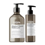 L’Oréal Professionnel, Routine Réparatrice Absolut Repair Molecular pour Tous Types de Cheveux Abîmés, Répare 2 ans de Dommages en Une Application, Formule brevetée, large Shampoing + Sérum + Masque