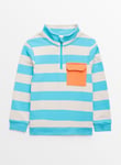 Tu Blue Stripe Quarter Zip Sweatshirt 3-4 years Years male