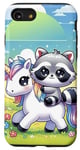 Coque pour iPhone SE (2020) / 7 / 8 Kawaii Raccoon on Unicorn Daydream