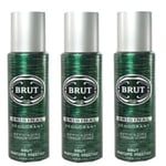 3 x 200ml Brut Original Deodorant Spray Two Deo Body Spray For Men Brand New