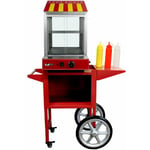 KuKoo Cuiseur Vapeur pour Hot Dog avec Chariot Assorti, Machine Commerciale pour Hot Dog à Portes en Verre et Réchauffe Pain - red