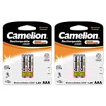 4st Camelion laddningsbara batterier AAA NiMH 800mAh  laddningsbart Svart