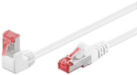 Goobay Netværkskabel CAT 6 vinklet 1x 90°, S/FTP (PiMF), hvid, 5 m kobberleder (CU), halogenfri kabelkappe (LSZH), snaplås på toppen
