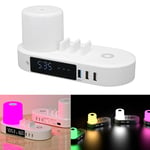 Wireless Charger Clock Touch Control Colourful Night Light 6USB Interface Fa GF0