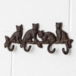 Cast Iron Garden Cats Tails 4 Coat Hook Hanger Indoor Outdoor Key Storage Rack