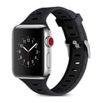 Silikone urrem kompatibel med Apple Watch, 42mm, Sport, Svart