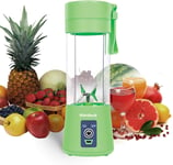 Personal Blender, Portable Blender for Smoothies and Shakes Handheld Electric Fruit Mixer Machine Six Blades 380mL USB Rechargeable Ice Mini Juicer Cup Home/Office/School/Outdoors (Green)