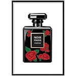 Artze Wall Art Perfume Noir Red Roses 1 Art Print Poster, 50 cm Width x 70 cm Height, Black