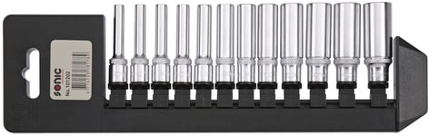 Hylssats 1/4" 12-Kant Lång 4-13mm Med Hållare 12-Delar Sonic