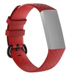 New Watch Straps Diamond Pattern Silicone Wrist Strap Watch Band for Fitbit Charge 4 Large Size:210 * 18mm(Black) (Color : Red)