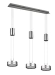 TRIO, Suspension, Franklin incl. 3 x LED,SMD,9,0 Watt,3000K,1050 Lm. Plastique, Blanc, Corps: Aluminium, Nickel mat L:85,0cm, L:14,0cm, H:150,0cm
