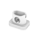 DLINF 2-in-1 Mini Charging Dock Station for AirPods/iWatch/iPhone Soft Silicone Stand Bracket Portable Desk Charging Holder white