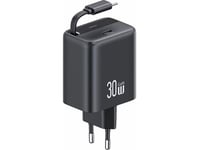 Usams Usams Nätverksladdare 1Xusb-C Med Utdragbar Kabel Usb-C Utdragbar Pd+Qc 30W Gan Snabbladdning Svart/Svart Yc Series Cc241tc01 (Us-Cc241)