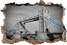 pixxp Rint 3D WD s4436 _ 92 x 62 Fameux Tower Bridge percée 3D Sticker Mural Mural en Vinyle, Noir/Blanc, 92 x 62 x 0,02 cm