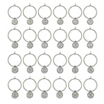 52 Stycken Vinglas Charm med Ringar Taggar Metallbokstäver Glas Charm Markörer Bokstäver Pärlor Markörer för Vin Cocktail Champagne Fest
