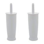 Addis Closed Toilet Brush Set, Plastic, White, 12.5 x 12.5 x 39 cm, 510284 (Pack of 2)