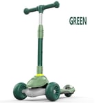 YL2SC Foldable 3 Wheel Kick Scooter Adjustable Handle Height with Gravity Steering System Easy Transport for Boys And Girls Aged 1-14,Green