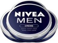 Nivea Men Creme Pack of 4 (4 X 75 Ml), Intensive Everyday Face, Body and Hand Cr
