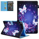 All-New Amazon Fire HD 10 9th Gen 2019/7th Gen 2017 Release Tablet Case, UGOcase Folio Stand Multi-Angle Viewing Stand Magnetic Cover for Kindle Fire HD 10.1 inch 2019 2017 2015 - Butterflies