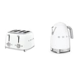 Smeg KLF04WHUK Variable Temperature Kettle & TSF03WHUK 4 Slice Toaster in White