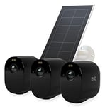 Arlo Total Protection Pack Bundle | Essential Spotlight CCTV and Solar Panel Charger | 3 Camera System & Solar Panel Bundle, black (VMC2330B & VMA3600B)