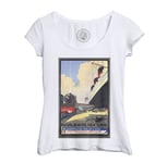 T-Shirt Femme Col Echancré Paris New York Paquebot Affiche Poster Vintage Voyage Art Deco 30's