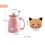 Cat Mug Cute Ceramic Coffee Cup with Lovely Kitty lid Stainless Steel SpoonNo