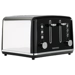 Daewoo Kensington Toaster 4 Slice Defrost Reheat SS/Steel Black 1750W-SDA1586