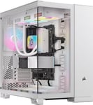CORSAIR iCUE LINK 6500X RGB Mid-Tower ATX Dual Chamber PC Case – Panoramic Tempered Glass - Reverse Connection Motherboard Compatible -– 3x CORSAIR RX120 RGB Fans Included – White
