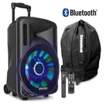 Portable PA System Speaker Battery Powered Bluetooth, UHF Microphone 12" & Bag
